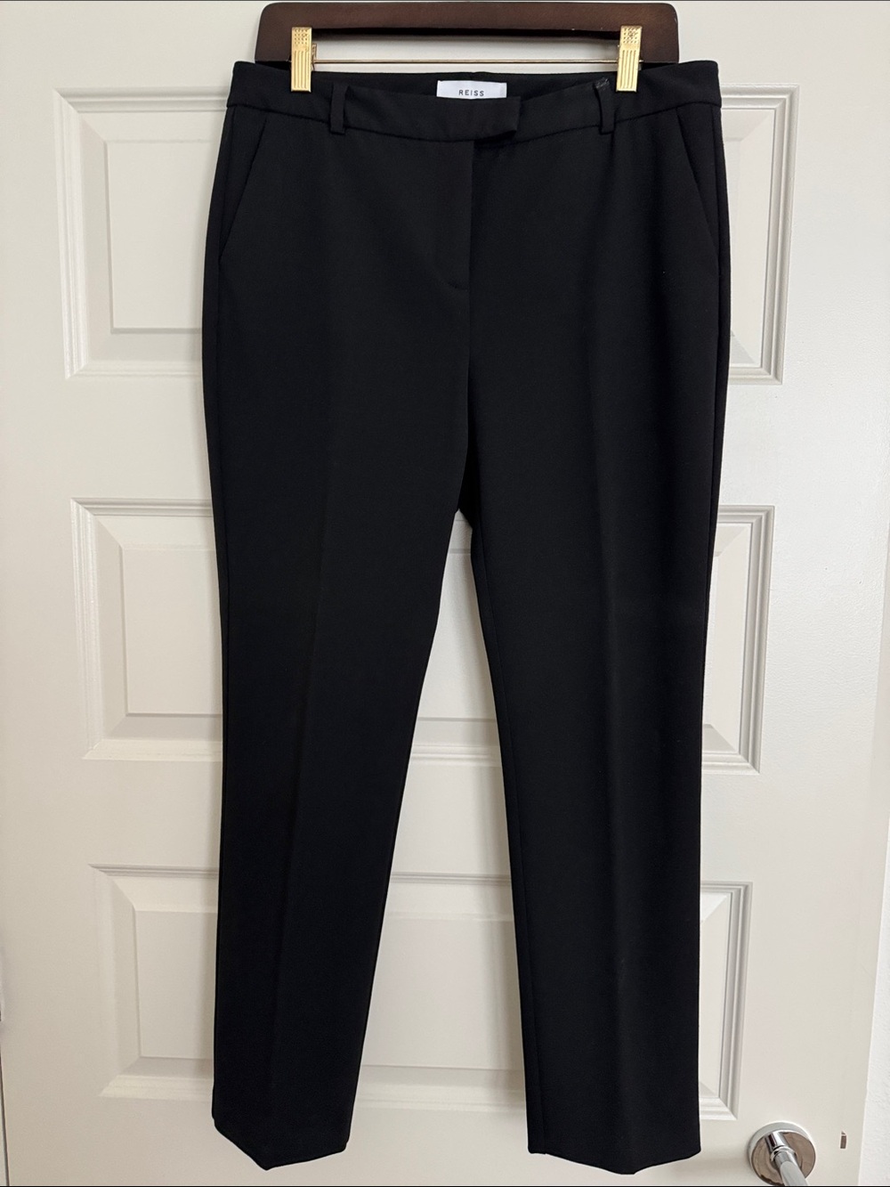 Reiss Black Straight Leg Tailored Trousers